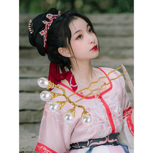 Horquilla para el Cabello con Perlas en Forma de U, Estilo Hanfu Chino Antiguo, 15 cm, para Bodas - Product Image 4