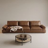 Ensemble de canapés sectionnels inclinables modernes à trois places, revêtement en cuir véritable, structure en bois massif carrée, pour hôtel, villa, salon