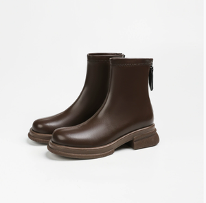 Casual Back Zipper Round Toe <strong>Women</strong> <strong>s</strong> Chunky <strong>Low</strong> <strong>Heels</strong> <strong>Ankle</strong> <strong>Boots</strong> for Ladies - Product Image 1