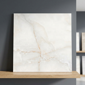 Baldosas de Porcelana con Aspecto de Mármol Blanco Ónix, 600x600 mm, Acabado Brillante y Pulido - Product Image 1