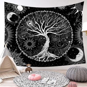 Superventas Árbol de la vida impresión Digital negro <span class=keywords><strong>blanco</strong></span> <span class=keywords><strong>tapiz</strong></span> colgante de <span class=keywords><strong>pared</strong></span> <span class=keywords><strong>para</strong></span> la decoración de la <span class=keywords><strong>pared</strong></span> del hogar - Product Image 1
