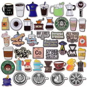 44 style Alibaba Offre Spéciale dessin animé mignon drôle tasse à café broche alliage Badge thé fleur tasse épingles décoratives émail doux broche