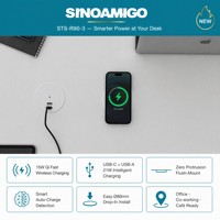 SINOAMIGO Enchufe de Mesa Moderno Empotrado con 2 Tomas (Tipo C y A), 1 USB-C, 1 USB-A, con WiFi, Corriente Nominal de 16A