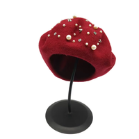 Nouvelle Collection Hiver 2026 : Béret en Feutre 100% Laine, Vente Directe Usine, Orné de Perles et Clous, Chaud et Décontracté pour Femme, Idéal pour l'Extérieur et les Fêtes