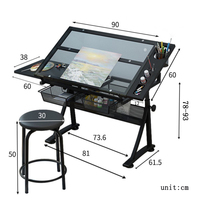 Table à dessin pour l'école, table à dessin d'architecte avec plateau en verre pour les étudiants en ingénierie