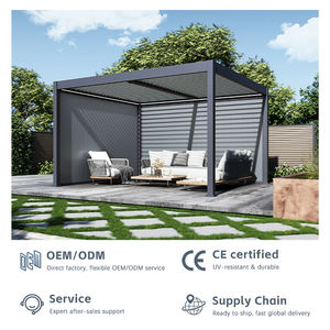 Pergola bioclimatique motorisée en aluminium imperméable avec pare-soleil et toit résistant à la pluie pour balcon et jardin - Product Image 6