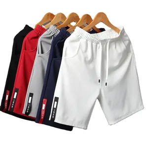 Erkekler için japon Polyester koşu spor şort rahat yaz elastik bel düz şort baskılı giyim erkekler için