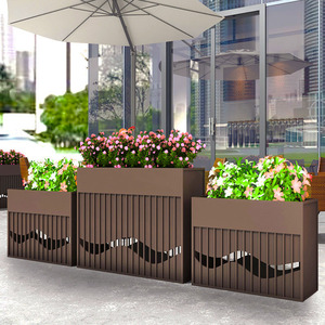 <span class=keywords><strong>Jardinière</strong></span> rectangulaire en métal personnalisée boîte aux lettres grand pot d'arbre extérieur en métal pour les parcs publics à l'extérieur pot de plante décoratif en acier - Product Image 6