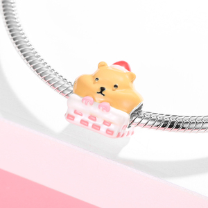 Thiết Kế Quyến Rũ 925 Sterling <span class=keywords><strong>Silver</strong></span> Ăn Sóc Giáng Sinh Sóc Men Hạt Mặt Dây Chuyền Trang Sức Phù Hợp Với Phụ Nữ Vòng Tay Vòng Cổ - Product Image 3