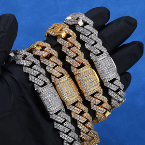 เครื่องประดับฮิปฮอป สร้อยข้อมือทรงคิวบา ลายจมูกหมู 15 มม. ประดับเพชรซิคอน  แทนจิง - Product Image 2