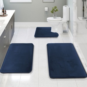 FIGOO - Ensemble de 3 tapis de bain en mousse <span class=keywords><strong>à</strong></span> mémoire de forme, antidérapants, absorbants, lavables en <span class=keywords><strong>machine</strong></span>, faible MOQ, prix d'usine - Product Image 2