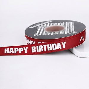 Ruban gros-grain imprimé « Joyeux Anniversaire » de 2 cm x 35 yards, longueur personnalisée, idéal pour l'emballage de cadeaux d'anniversaire - Product Image 2