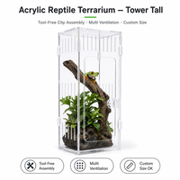 Terrarium arboricole en acrylique pour reptiles, enclos haut pour grenouilles d'arbre, habitat ventilé sur mesure, miroir usiné CNC et percé