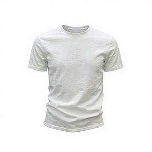 <b>Men's</b> <b>White</b> Cotton O-Neck Short Sleeve T-<b>Shirt</b> Regular Fit Casual Solid Color Jersey Knitted Plain Dyed Blank Design - Product Image 1