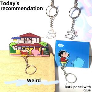 Xiaohongshu lindo llavero de plástico nuevo creativo colgante de llave de dibujos animados PVC Crayon Shin-Chan pequeño Adhesivo de pared blanco para - Product Image 4