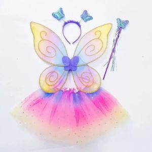 Colorful Wonderful Fairy Masquerade Performance Props New In-Stock Angel Elf Butterfly <strong>Wings</strong> Girls Cosplay Dress - Product Image 1