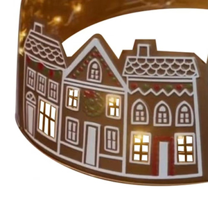 Collar para árbol de Navidad de 26/28 pulgadas con diseño de casa de jengibre y luces LED, cubierta para la base del árbol de Navidad para decoración del hogar en las fiestas. - Product Image 2