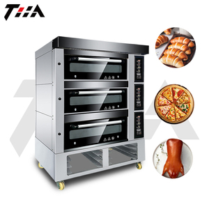 Nouveau <span class=keywords><strong>four</strong></span> rotatif électrique <span class=keywords><strong>à</strong></span> 3 niveaux et 9 plateaux avec <span class=keywords><strong>porte</strong></span> en pierre et fonction vapeur pour la cuisson de pizzas, pains, pâtisseries, sucre, farines, œufs et maïs - Product Image 2