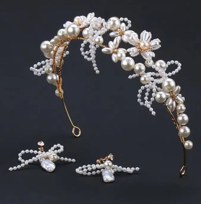 Boda coreana Super Sensen venta al por mayor 2024 perla nupcial hoja trenzada cristal Vintage accesorios para el cabello
