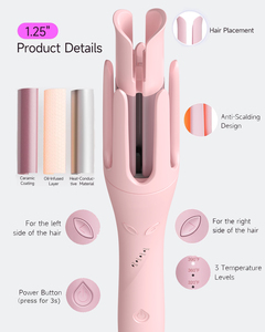 Rizador de Pelo Automático, Rizador Iónico Portátil con Rotación Automática, Rizador de Pelo con Temporizador para Ondas de Playa en Casa - Product Image 3