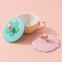 Couvre-tasse en silicone personnalisé, style coréen mignon, avec figurine de dessin animé 3D, couvercle universel hermétique pour tasses à café en céramique