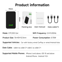 Adaptador USB 2air de Fábrica OEM para Android Auto, Car Play, Accesorios para Auto, Estéreo, Módulo de Caja Negra para Auto, Caja Inteligente con IA, Carplay USB