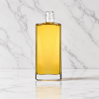 Bouteille de whisky rectangulaire en verre transparent à fond épais de 700 ml et 750 ml avec bouchon en liège et sérigraphie, vide, vente en gros