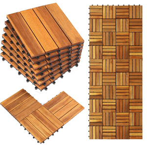 Baldosas de Madera de Acacia de 4 Listones, Piso de Madera Natural con Sistema de Bloqueo por Clic, Resistente a los Rayos UV, para Interiores de Casas y Hoteles - Product Image 1