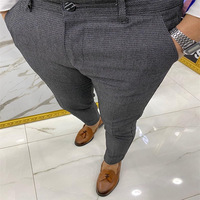 Costumes pour hommes européens et américains pantalons d'hiver Micro élastique coupe ajustée Leggings couleur unie Plaid affaires pantalons décontractés