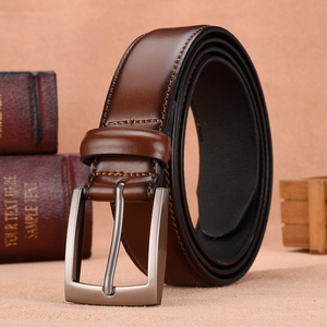 Cinturón de Cuero Genuino para Hombre con Grabado de Moda, Cinturón Casual de Negocios con Hebilla de Aleación, Venta al por Mayor de Fábrica - Product Image 1