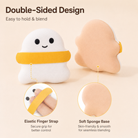 Éponge de maquillage hydrophile en PU en forme de fantôme mignon avec sangle élastique, applicateur doux pour poudre, logo personnalisé OEM