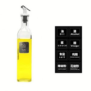 Glass Olive Oil Dispenser Bottle & Seasoning Jar Set 4pcs with <b>Labels</b> Funnel for Kitchen Vinegar Cruet Bottle - Product Image 5