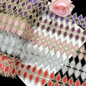 Tappezzeria Costume da te rifinitura nastro in poliestere ricamato bordo bordo tessitura vestiti per cucire tessuto etnico oro rifiniture in pizzo - Product Image 6