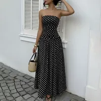 Robe d'été pour femmes à épaules dénudées, motif à pois, décontractée, à porter au quotidien, disponible en plusieurs couleurs et tailles