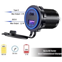 Chargeur USB PD Type C pour voiture et camion 12V-24V, prise de charge rapide QC 3.0