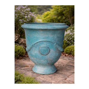 Jardinières d'extérieur modernes écologiques toutes saisons, finition peinte, pots à fleurs ronds en fibre de verre de haute qualité - Product Image 1