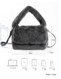 Bolso de mano profesional personalizado de invierno de felpa de color sólido Mini bolso de hombro para mujer - Product Image 6
