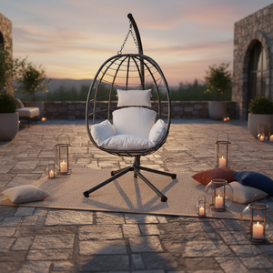 Fauteuil suspendu en rotin pour patio, style traditionnel et moderne, pour intérieur et extérieur, avec support - Product Image 5