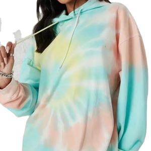 Robe à capuche oversize tie-dye pastel personnalisée pour femme Missguided, motif vierge à teinture pigmentée avec plusieurs couleurs - Product Image 1