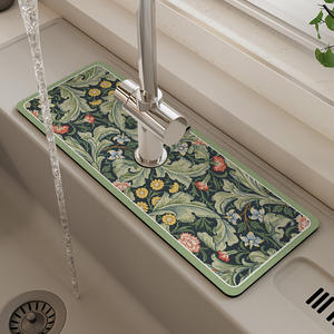 Tapete para fregadero de cocina con diseño floral, rectangular, antideslizante, a prueba de humedad, de secado rápido, para la zona del grifo de la encimera de la cocina - Product Image 2