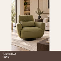 Fauteuil pivotant moderne en cuir rembourré, fauteuil de salon individuel pour coin lecture, personnalisable