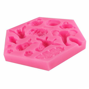 Moldes de Silicona con Gráficos 3D de Huellas de Animales Salvajes como Elefantes, Leones, Guepardos, Gorilas, Cebras, Jirafas, Burros y Pájaros, con Hojas - Product Image 5
