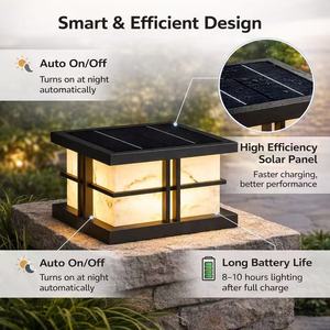 Lampe de poteau extérieure LED solaire/électrique moderne minimaliste IP65 étanche pour jardin et aménagement paysager - Product Image 4