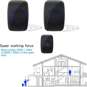 AC Plug-in A10 Smart Home Dingdong <b>Wireless</b> Doorbell Kit 2 <b>Transmitter</b> 1 Receiver Apartment Use IP55 Waterproof 60 Ringtones - Product Image 3