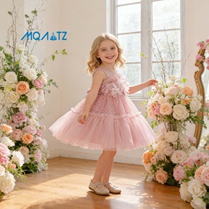 Vestido de Princesa Elegante y de Lujo para Niñas, Diseño MQATZ ODM, Venta Caliente, Primavera, Largo hasta la Rodilla, Satén Resistente para Niñas - Product Image 1
