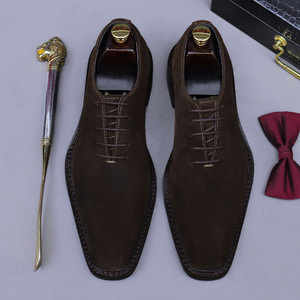 Retro high-end genuine leather large-size men's suede polished business casual shoes with breathable Oxford leather design - Product Image 5
