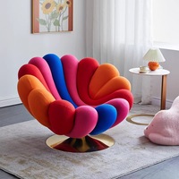 Fauteuil pivotant de luxe en forme de pétale arc-en-ciel, fauteuil de détente pour salon et chambre à coucher