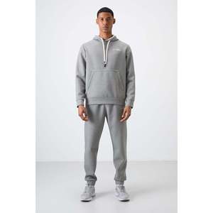 Ensemble de survêtement gris chiné pour homme – Coton confortable, respirant, style décontracté, avec jogging et sweat à capuche – Taille adulte - Product Image 5