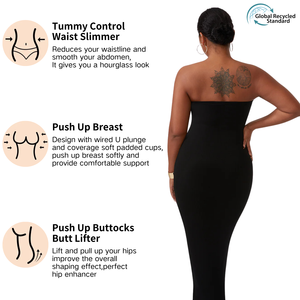 Vestido moldeador interior SHAPERLLS con malla moldeadora integrada Control de barriga Top de tubo sin tirantes Vestidos casuales Vestido largo de <span class=keywords><strong>sirena</strong></span> - Product Image 5