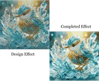 Kit de Peinture Diamant 5D pour Adultes Débutants, DIY, Couverture Complète, Motif Fleur Bleue et Oiseau, Toile Carrée 30x30CM, Décoration Murale, Sans Cadre